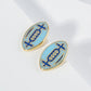 18K Gold Dipped Enamel Football Ball Game Day Stud Earrings