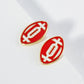18K Gold Dipped Enamel Football Ball Game Day Stud Earrings