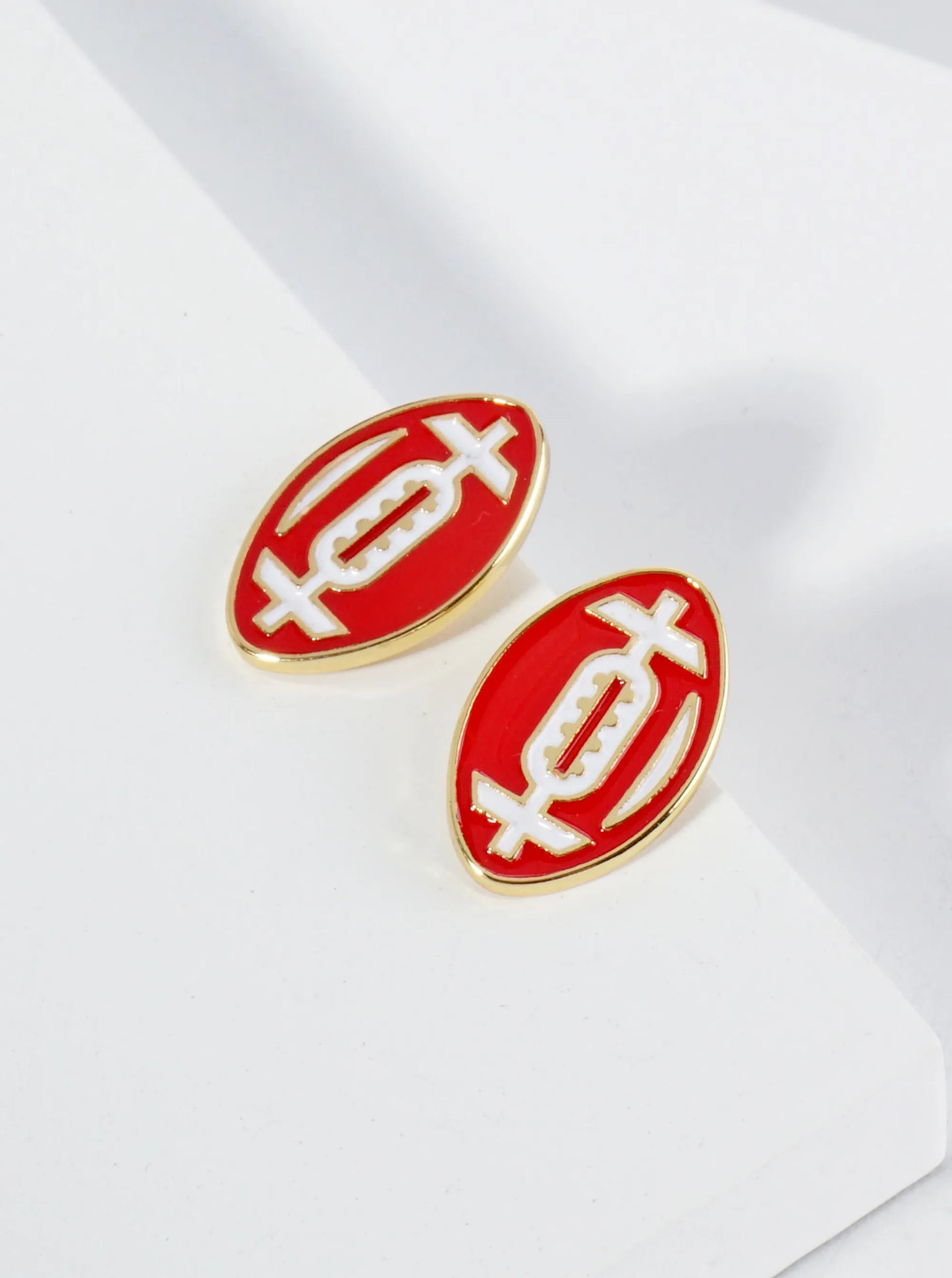 18K Gold Dipped Enamel Football Ball Game Day Stud Earrings