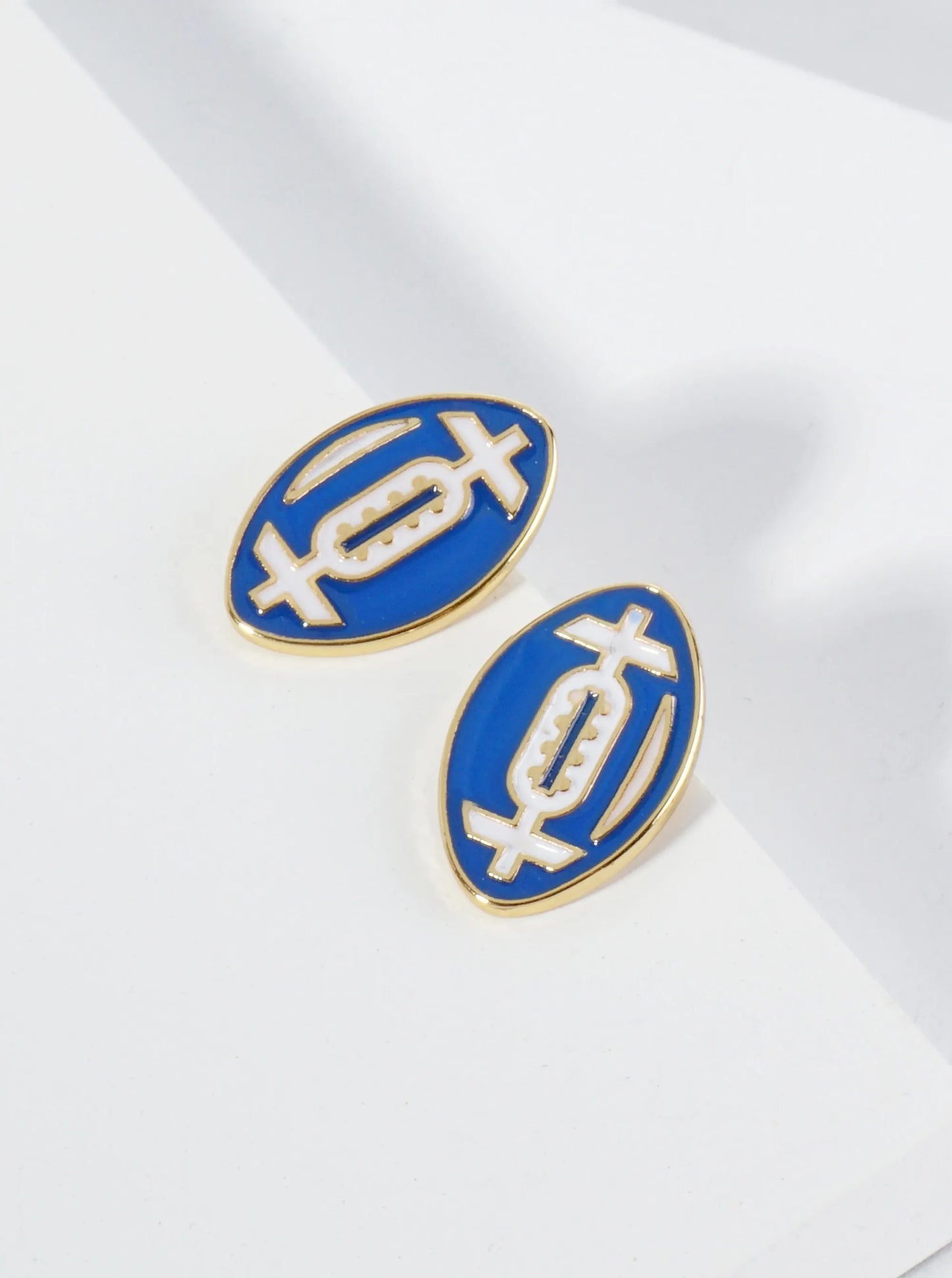 18K Gold Dipped Enamel Football Ball Game Day Stud Earrings