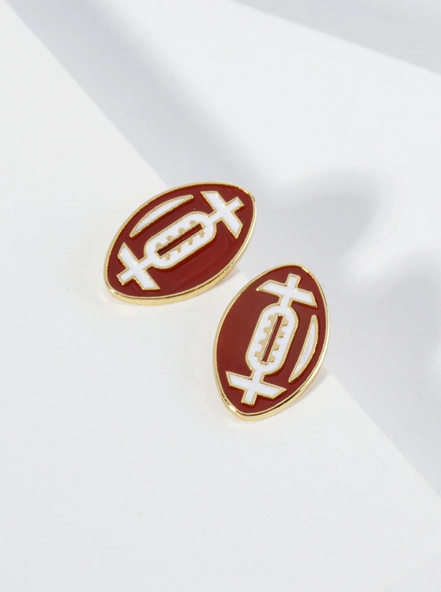 18K Gold Dipped Enamel Football Ball Game Day Stud Earrings