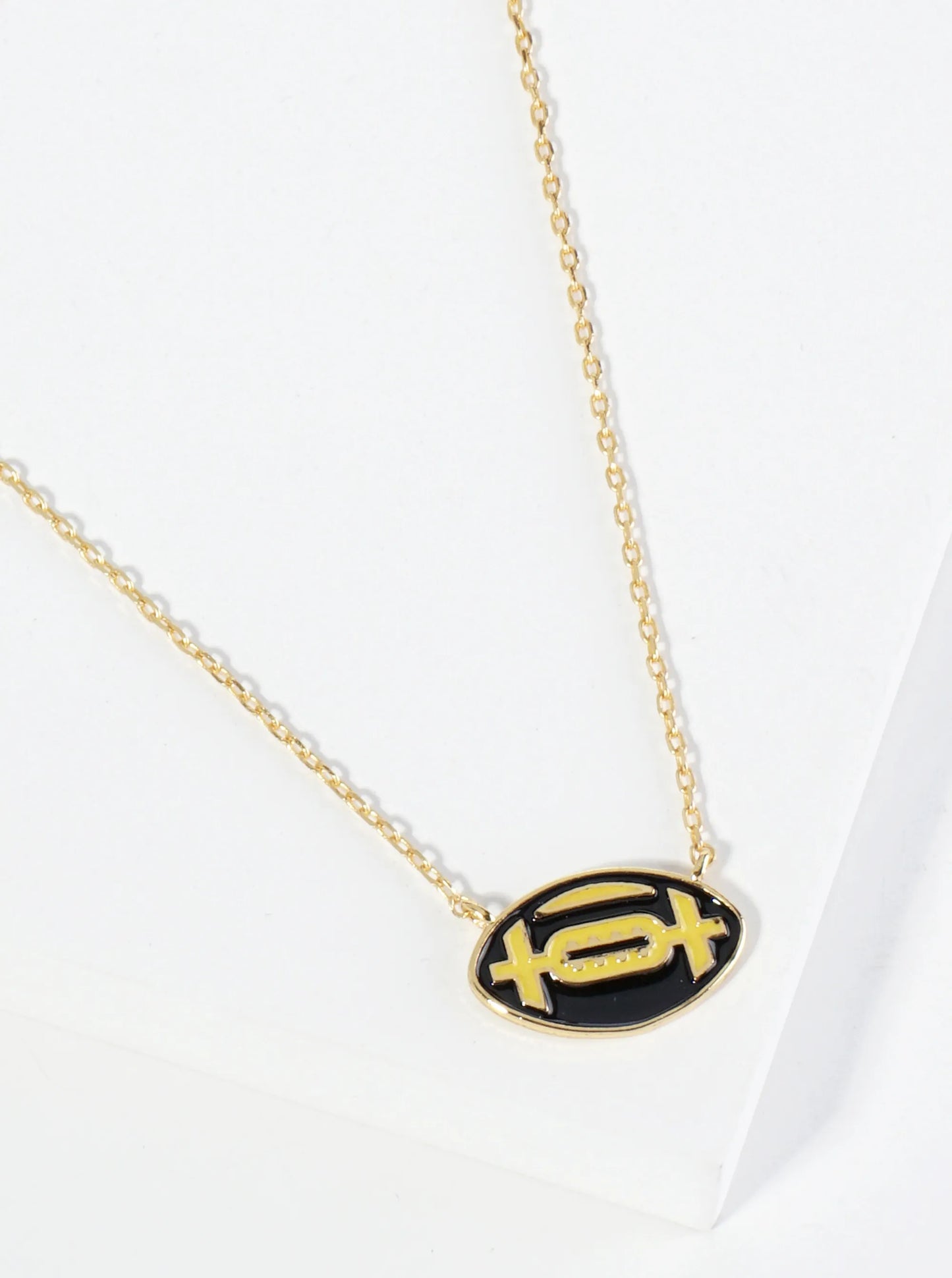 18K Gold Dipped Enamel Football Ball Pendant Game Day Necklace