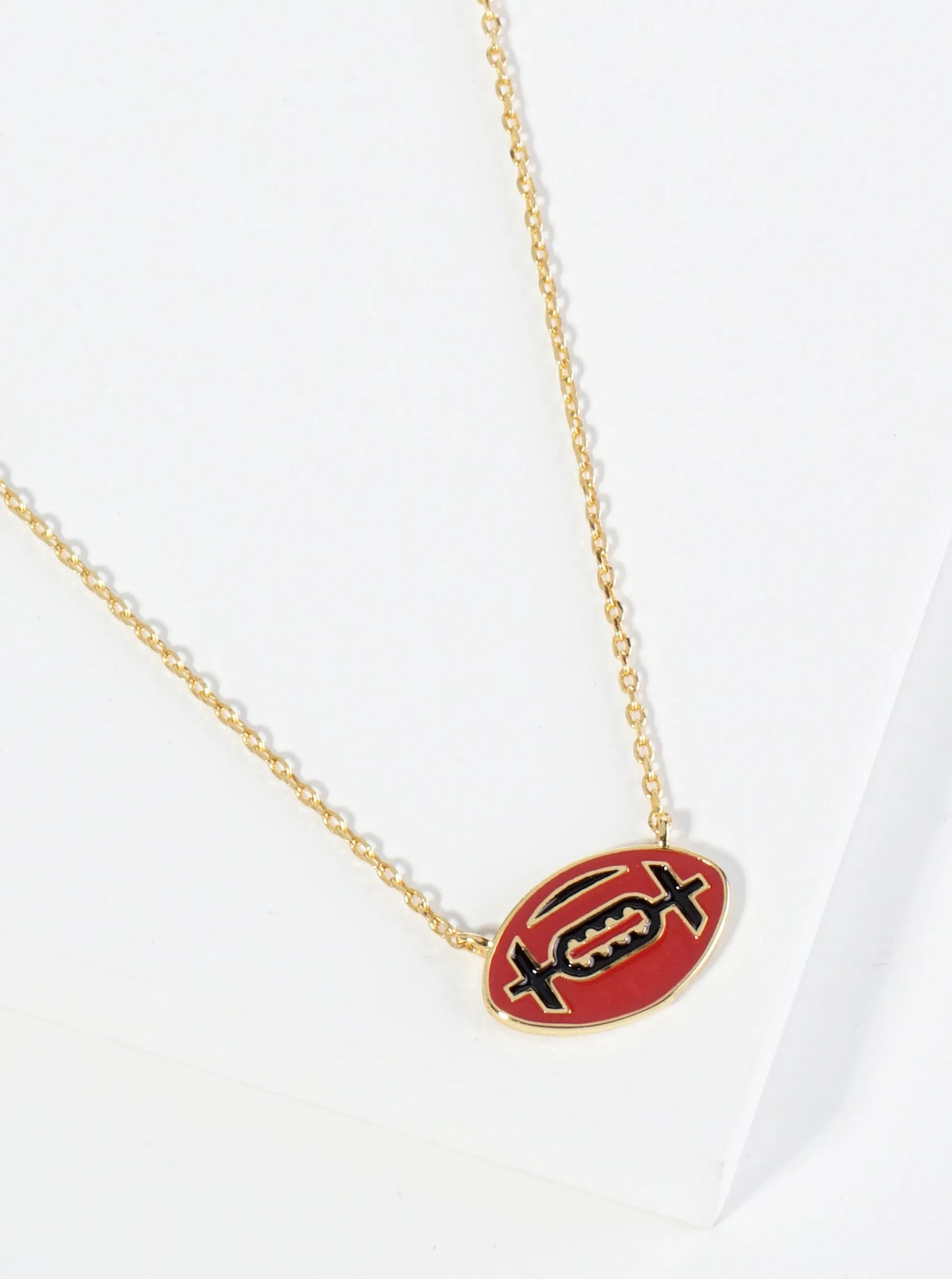 18K Gold Dipped Enamel Football Ball Pendant Game Day Necklace