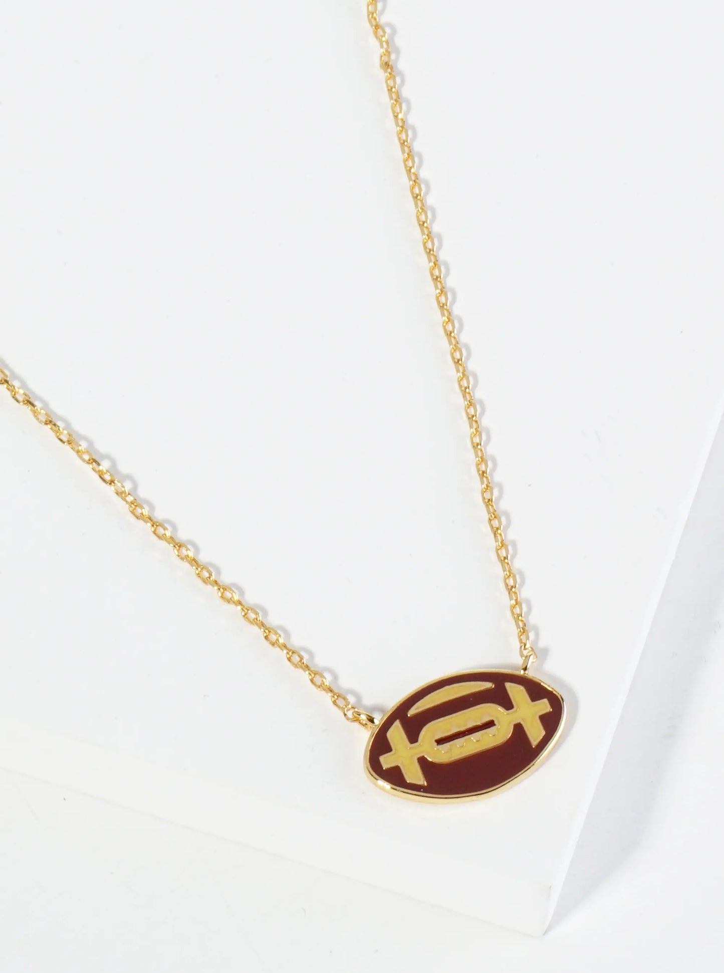 18K Gold Dipped Enamel Football Ball Pendant Game Day Necklace