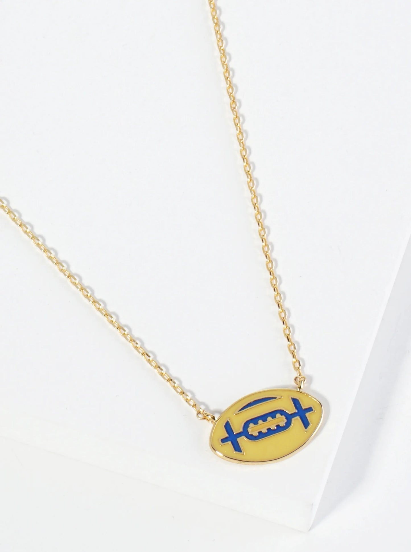 18K Gold Dipped Enamel Football Ball Pendant Game Day Necklace