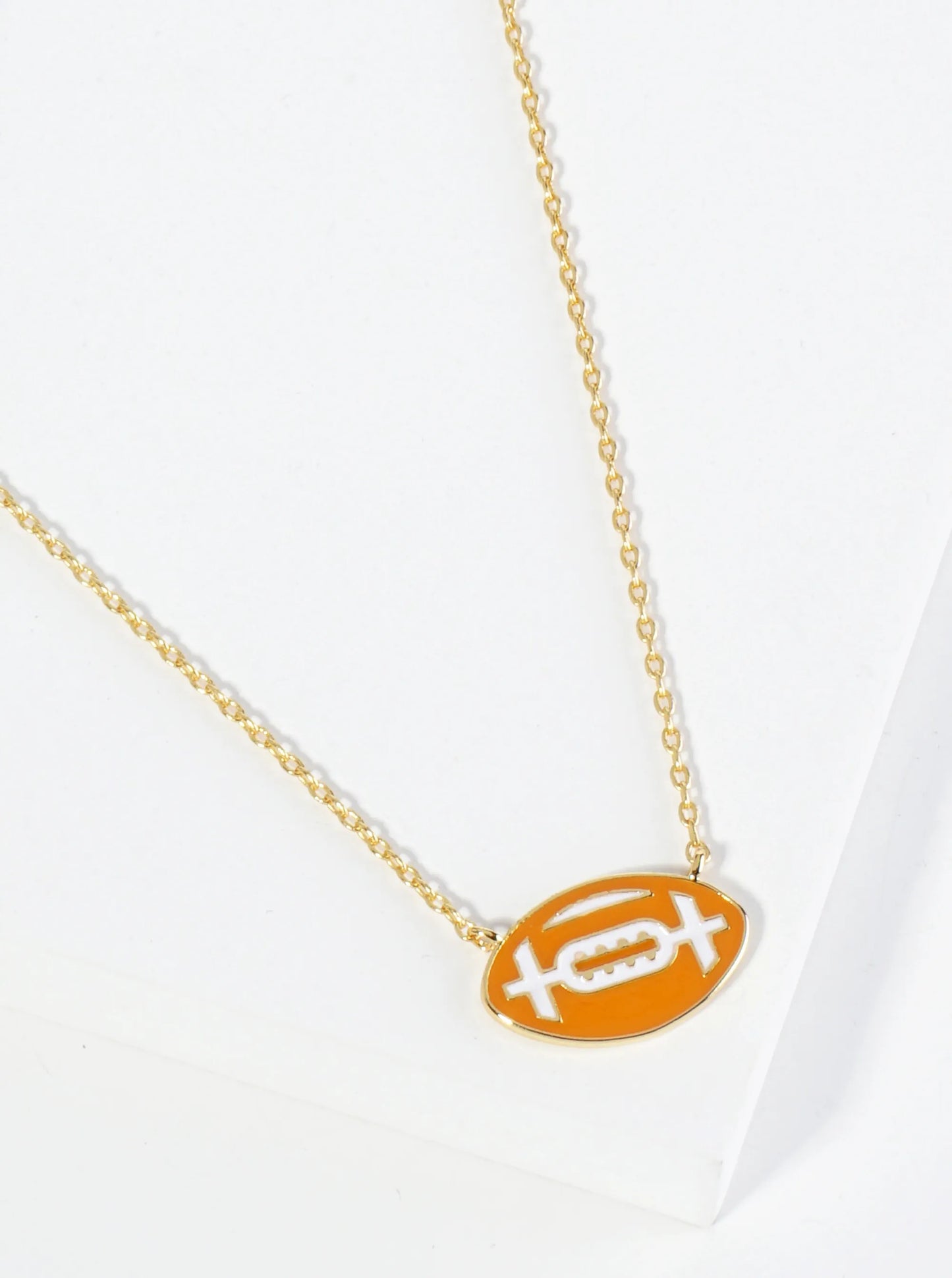 18K Gold Dipped Enamel Football Ball Pendant Game Day Necklace