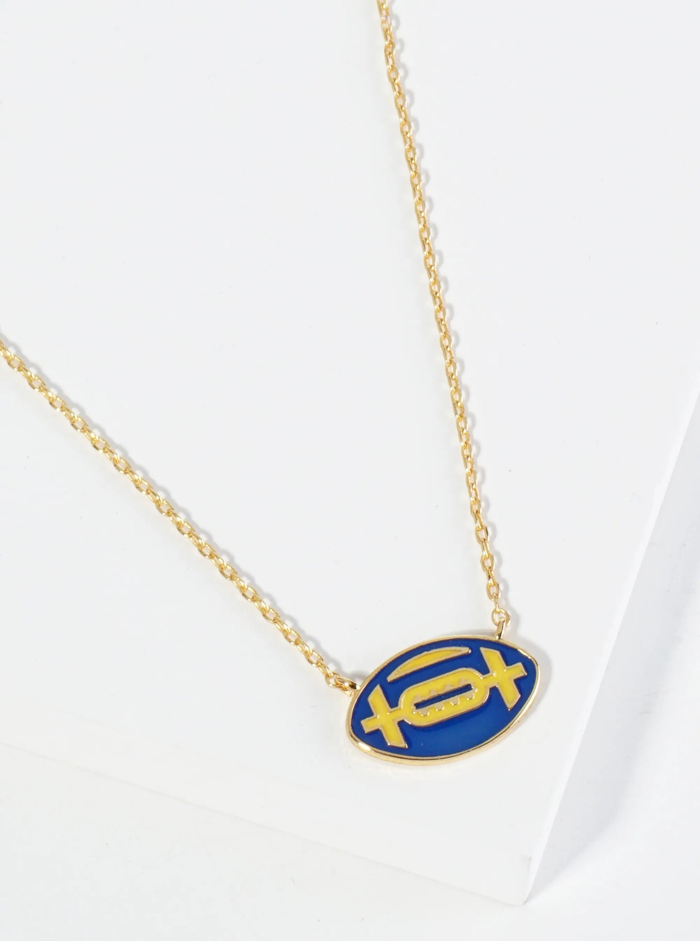18K Gold Dipped Enamel Football Ball Pendant Game Day Necklace