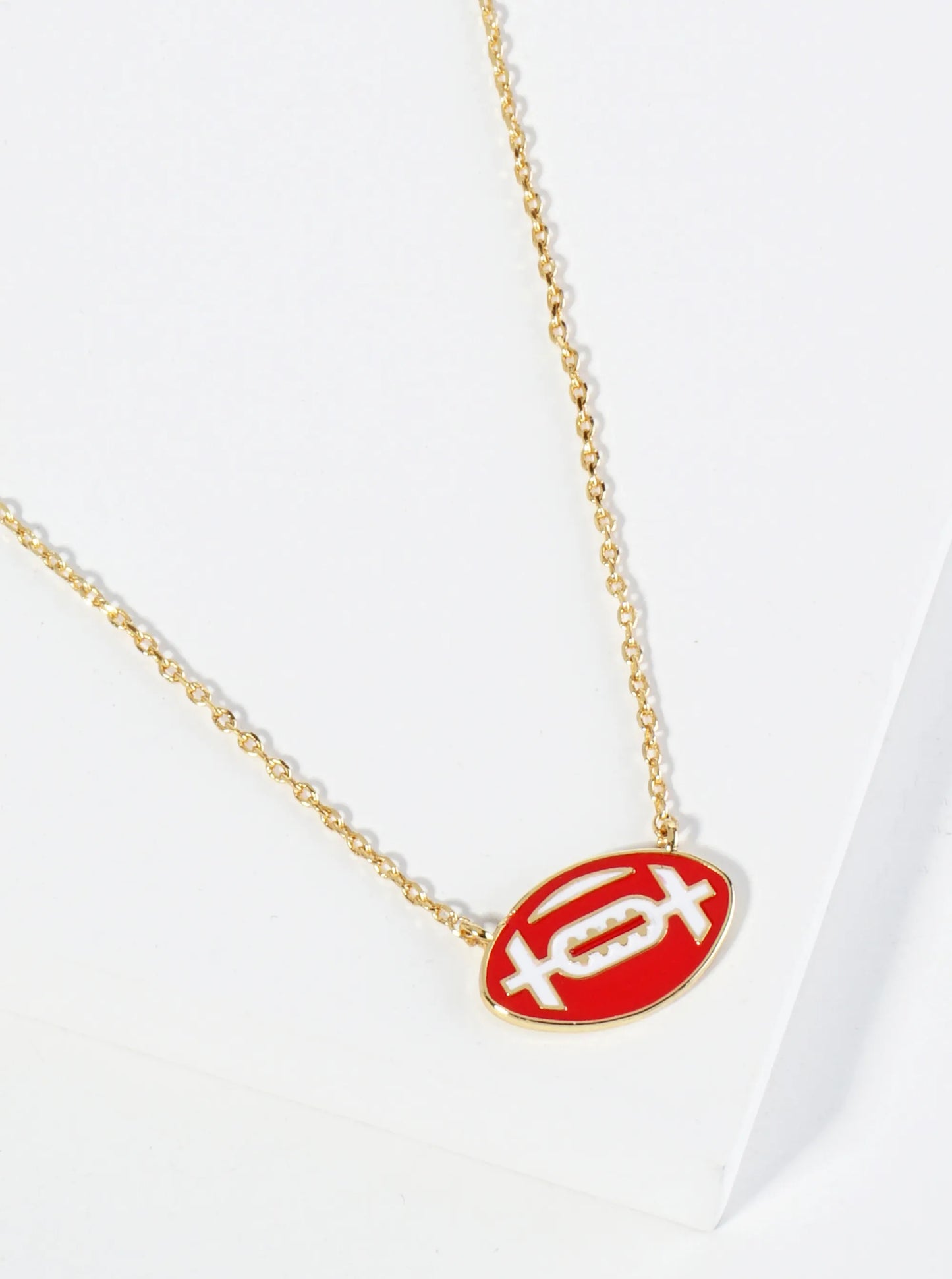 18K Gold Dipped Enamel Football Ball Pendant Game Day Necklace