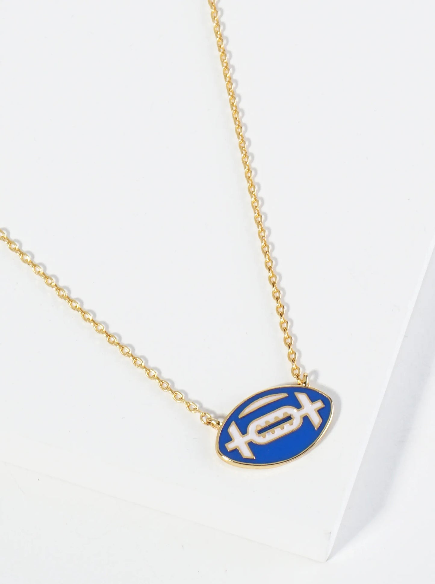 18K Gold Dipped Enamel Football Ball Pendant Game Day Necklace