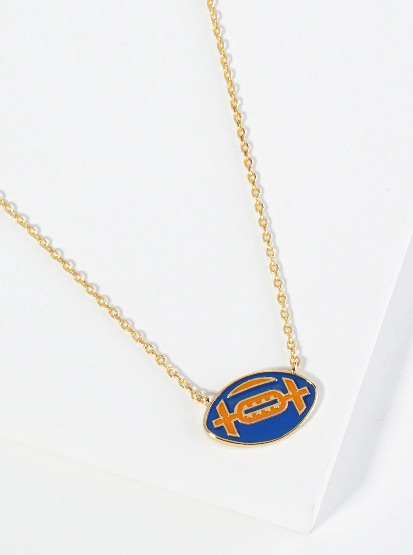 18K Gold Dipped Enamel Football Ball Pendant Game Day Necklace