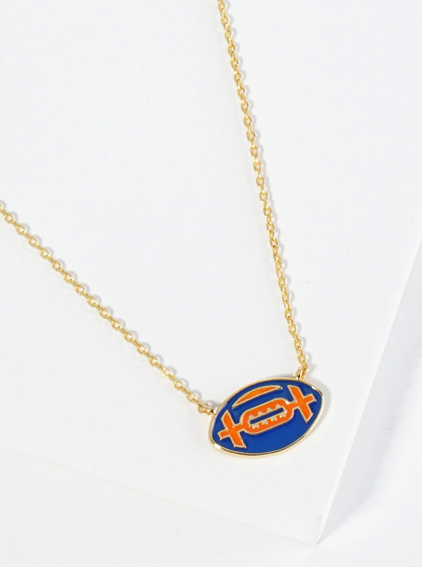 18K Gold Dipped Enamel Football Ball Pendant Game Day Necklace