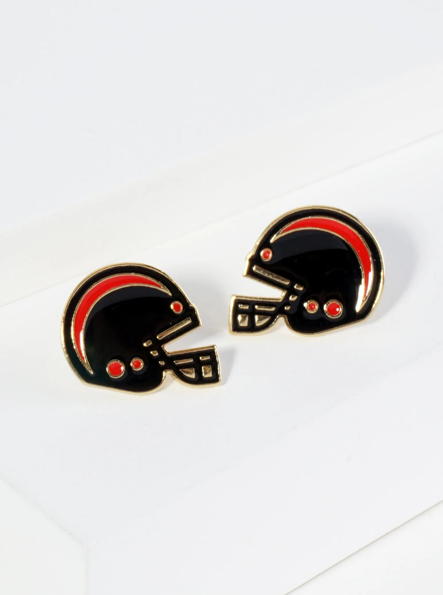 18K Gold Dipped Enamel Football Helmet Game Day Stud Earrings