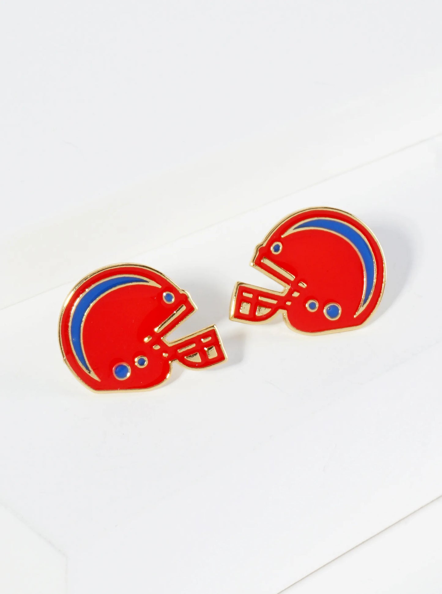 18K Gold Dipped Enamel Football Helmet Game Day Stud Earrings