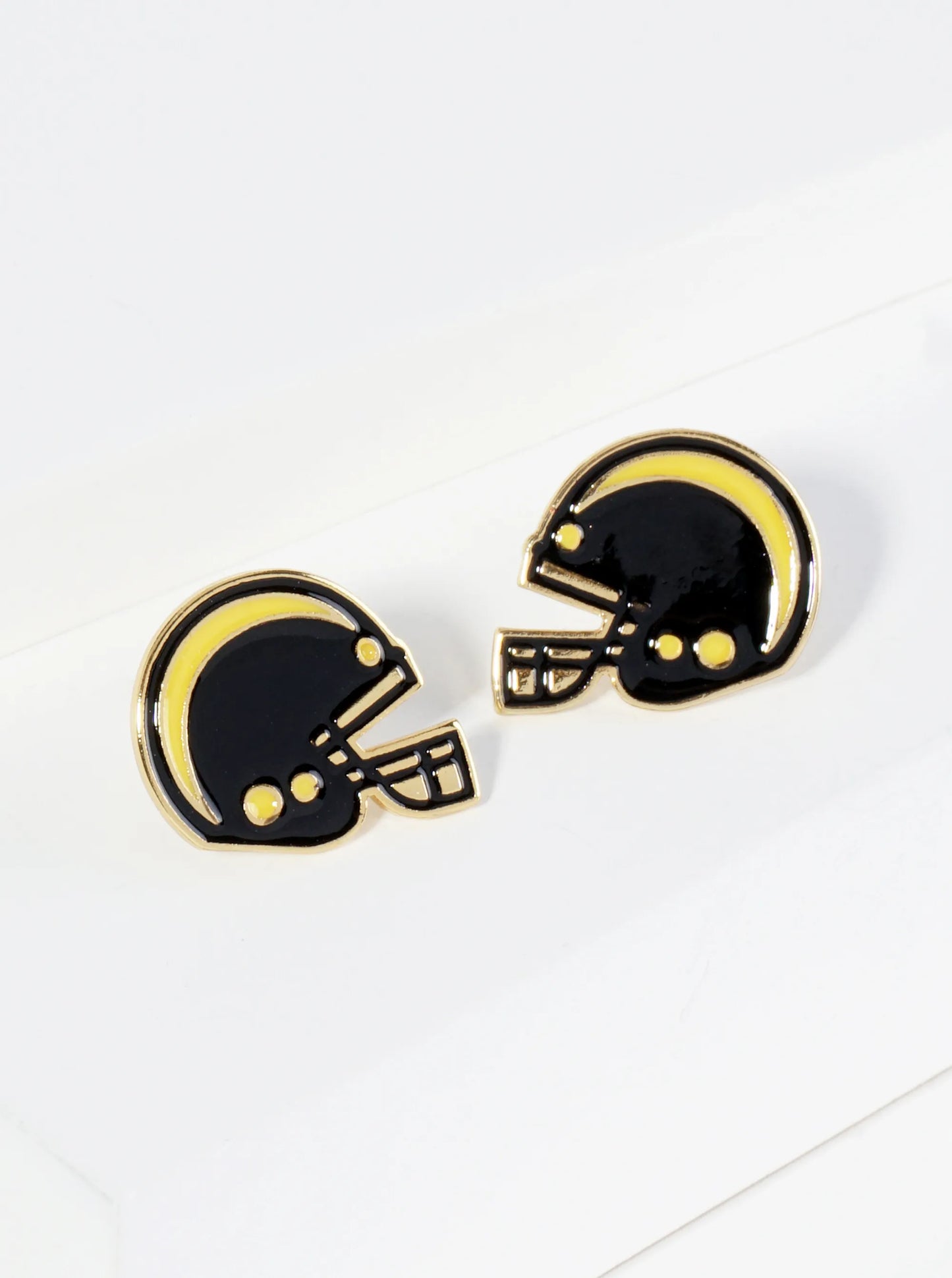 18K Gold Dipped Enamel Football Helmet Game Day Stud Earrings