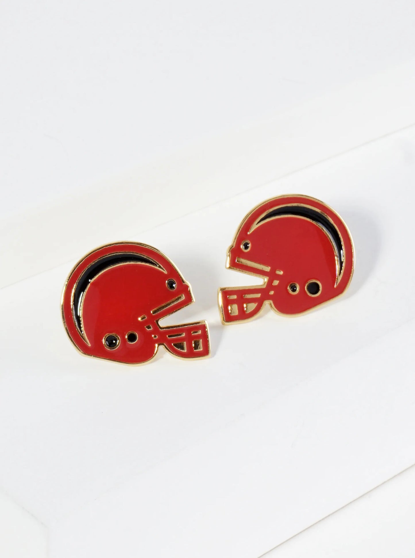18K Gold Dipped Enamel Football Helmet Game Day Stud Earrings
