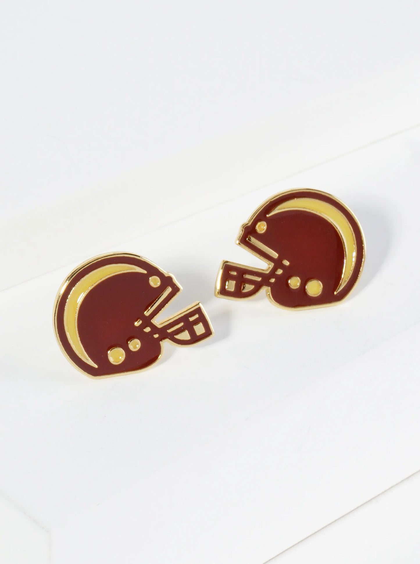 18K Gold Dipped Enamel Football Helmet Game Day Stud Earrings