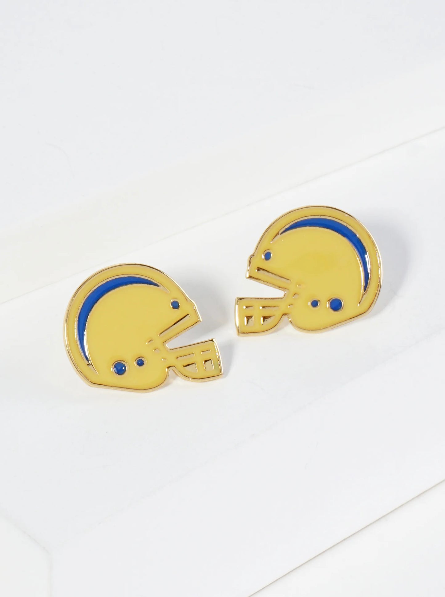 18K Gold Dipped Enamel Football Helmet Game Day Stud Earrings