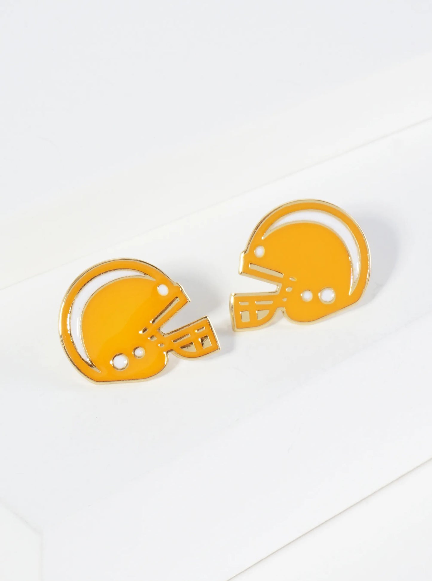 18K Gold Dipped Enamel Football Helmet Game Day Stud Earrings