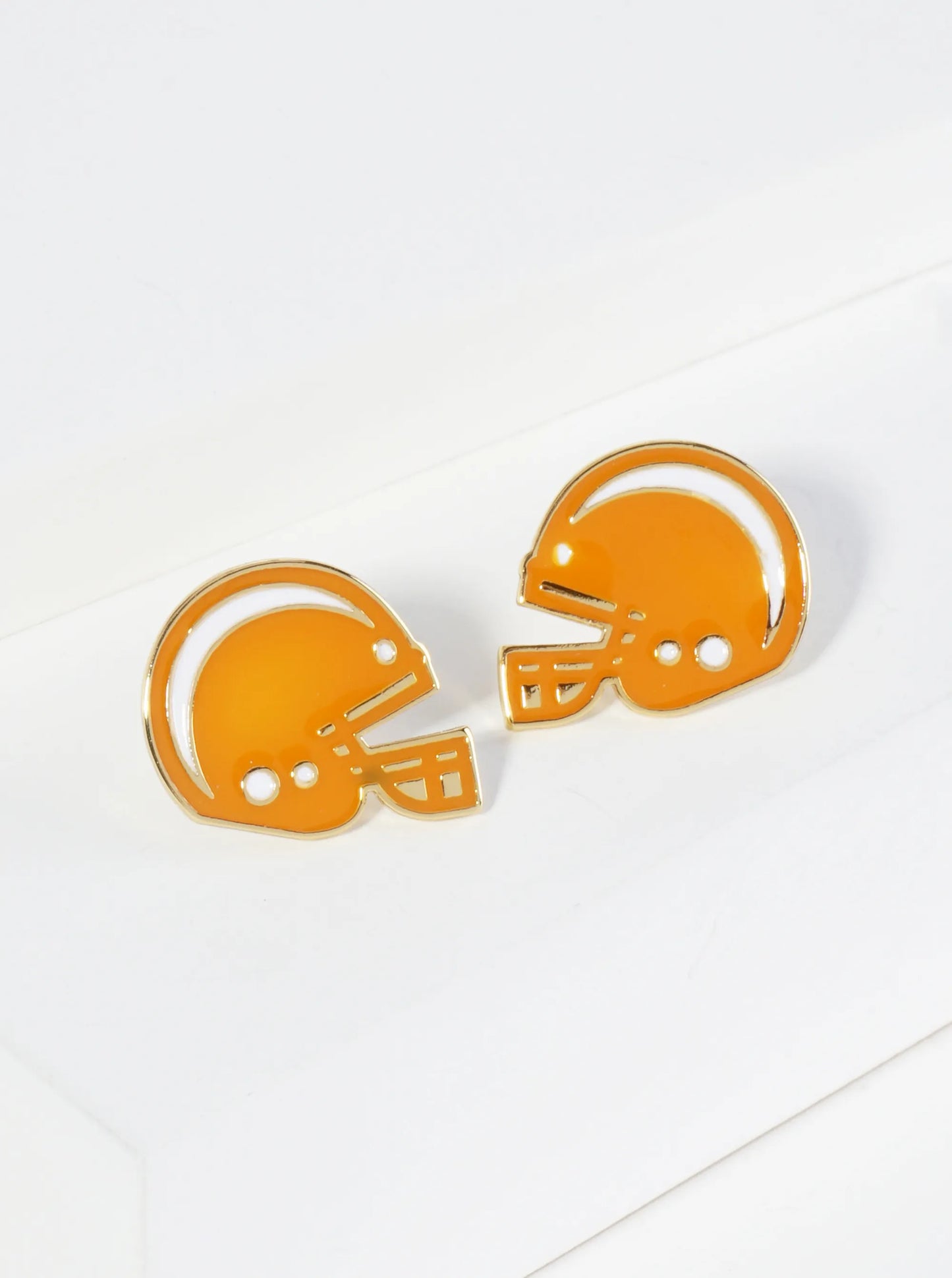 18K Gold Dipped Enamel Football Helmet Game Day Stud Earrings