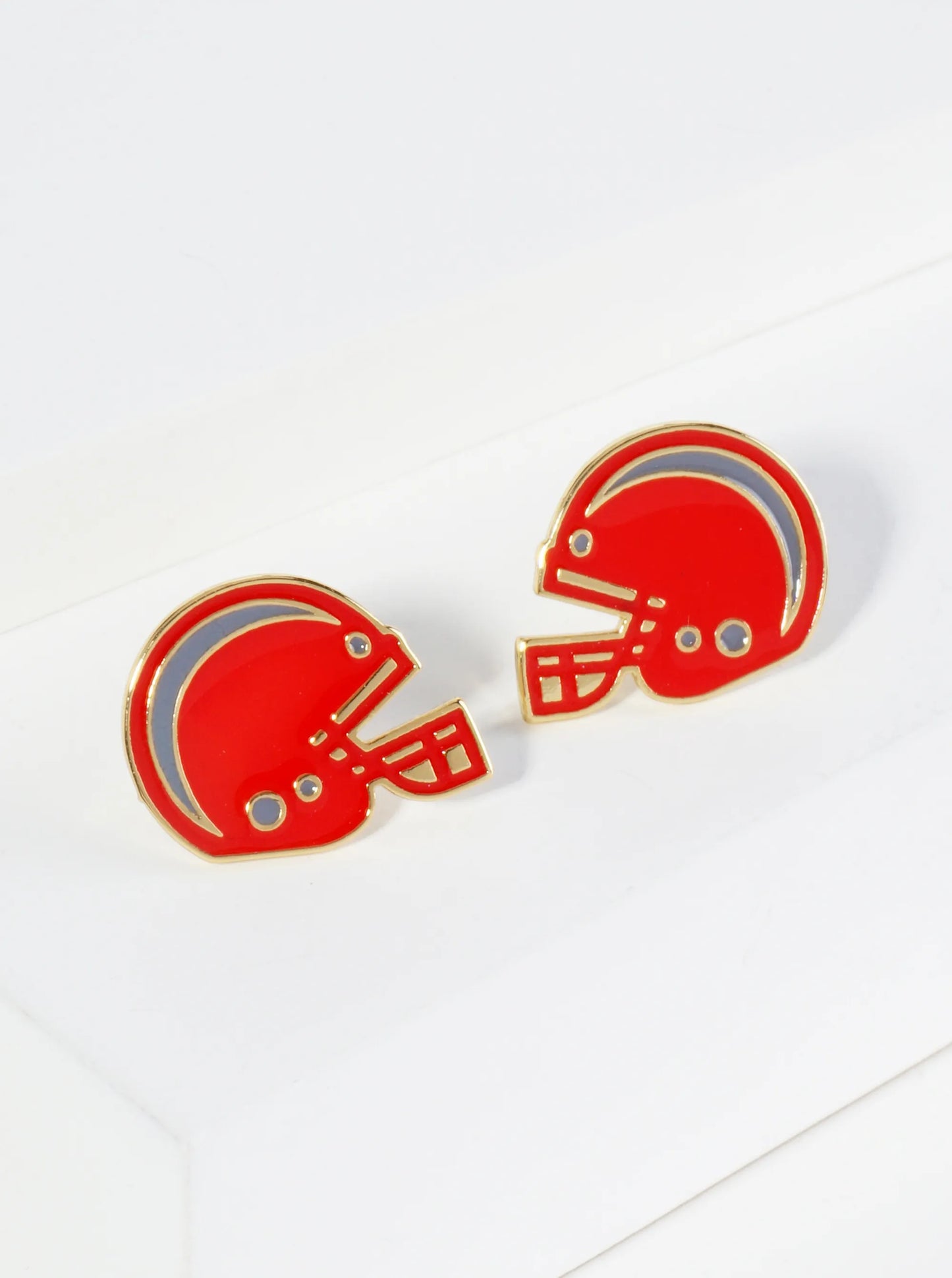 18K Gold Dipped Enamel Football Helmet Game Day Stud Earrings