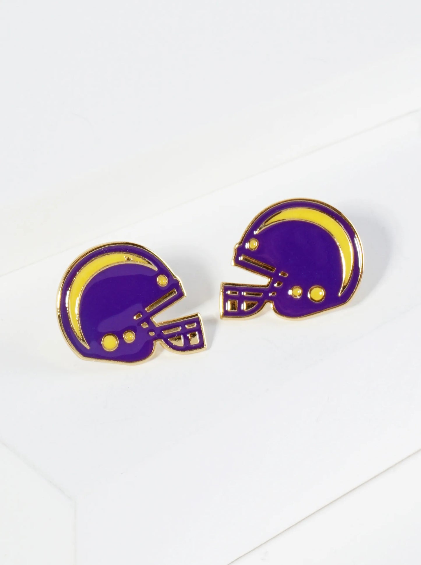 18K Gold Dipped Enamel Football Helmet Game Day Stud Earrings