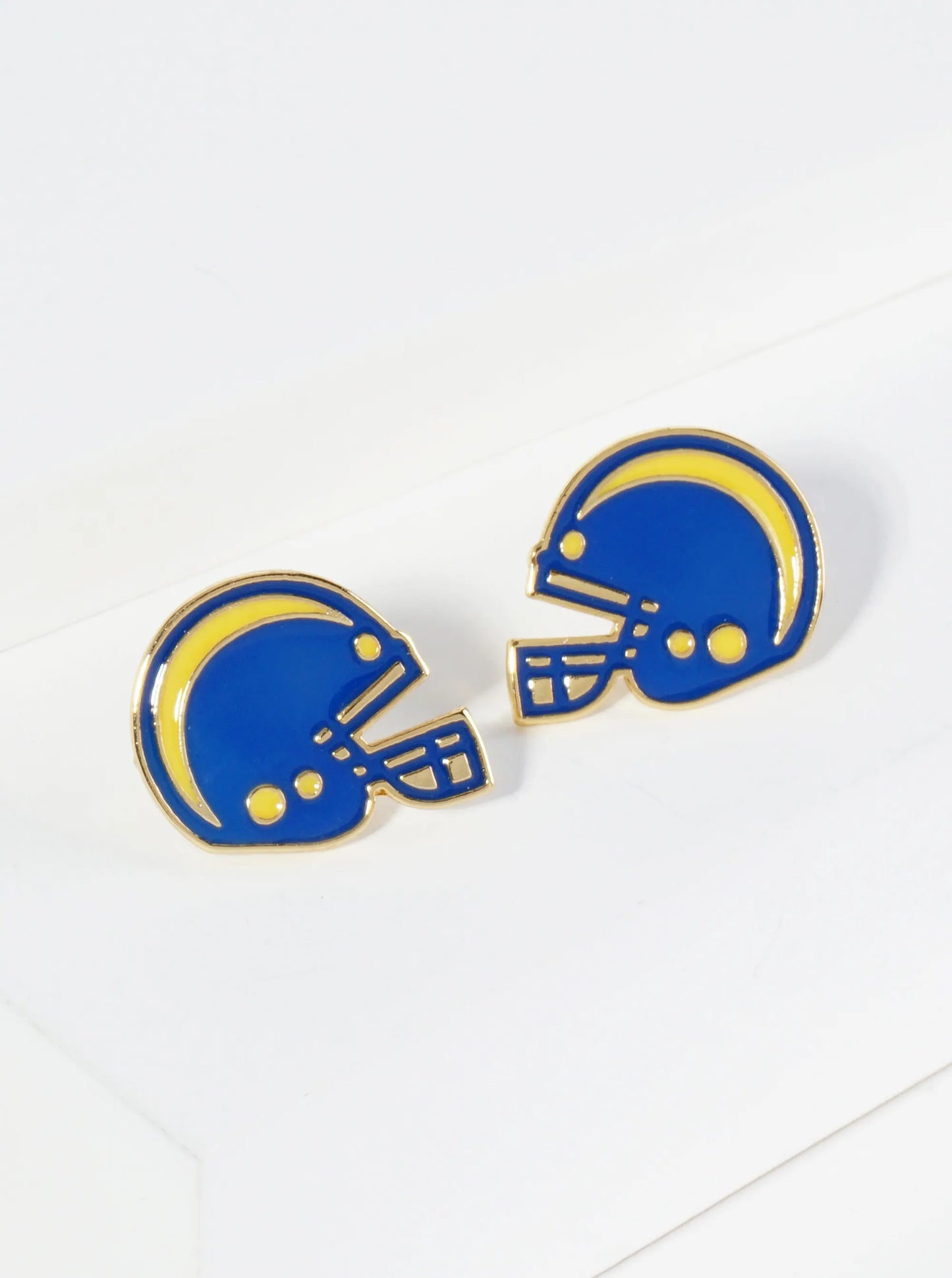 18K Gold Dipped Enamel Football Helmet Game Day Stud Earrings