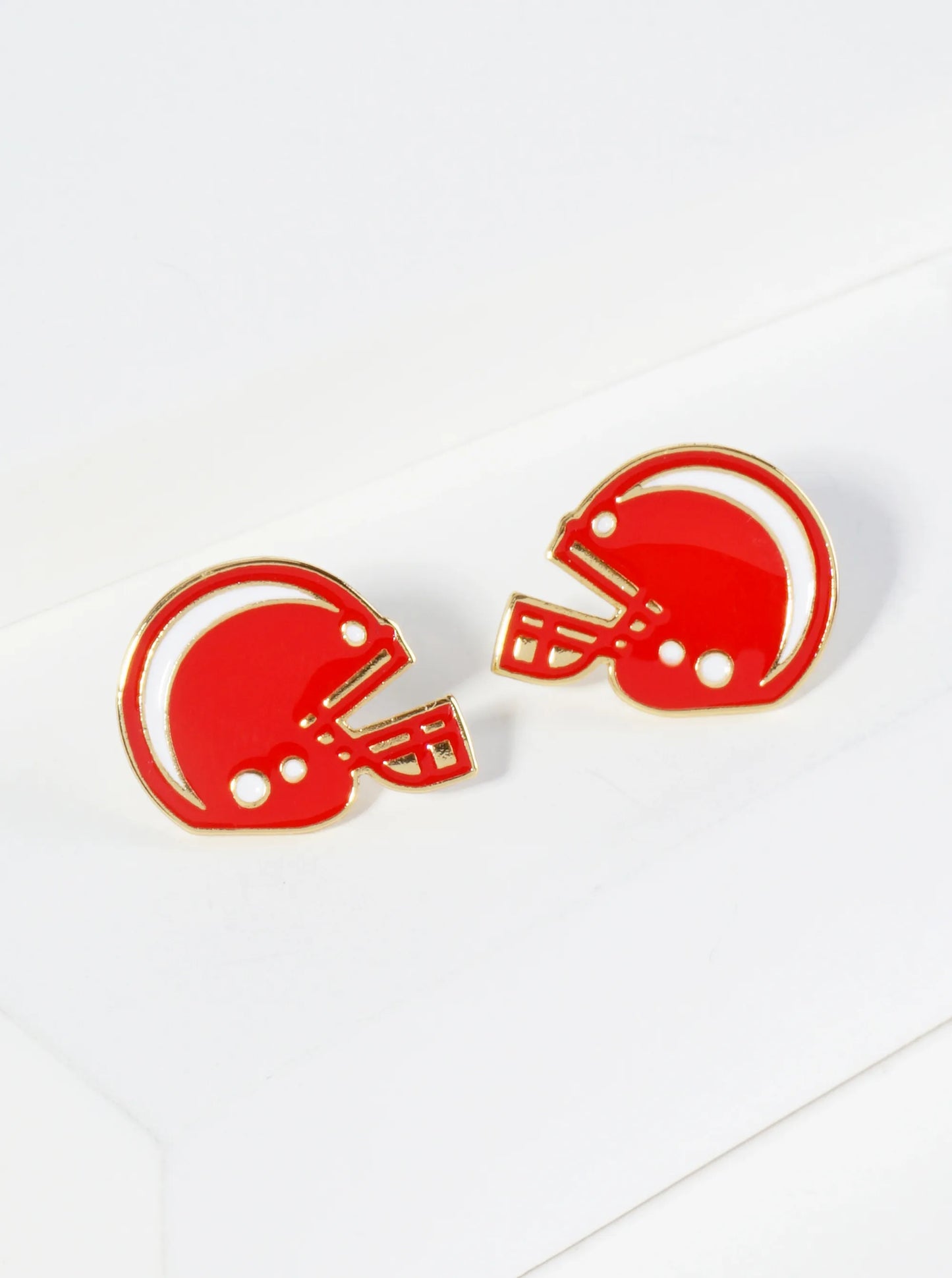 18K Gold Dipped Enamel Football Helmet Game Day Stud Earrings