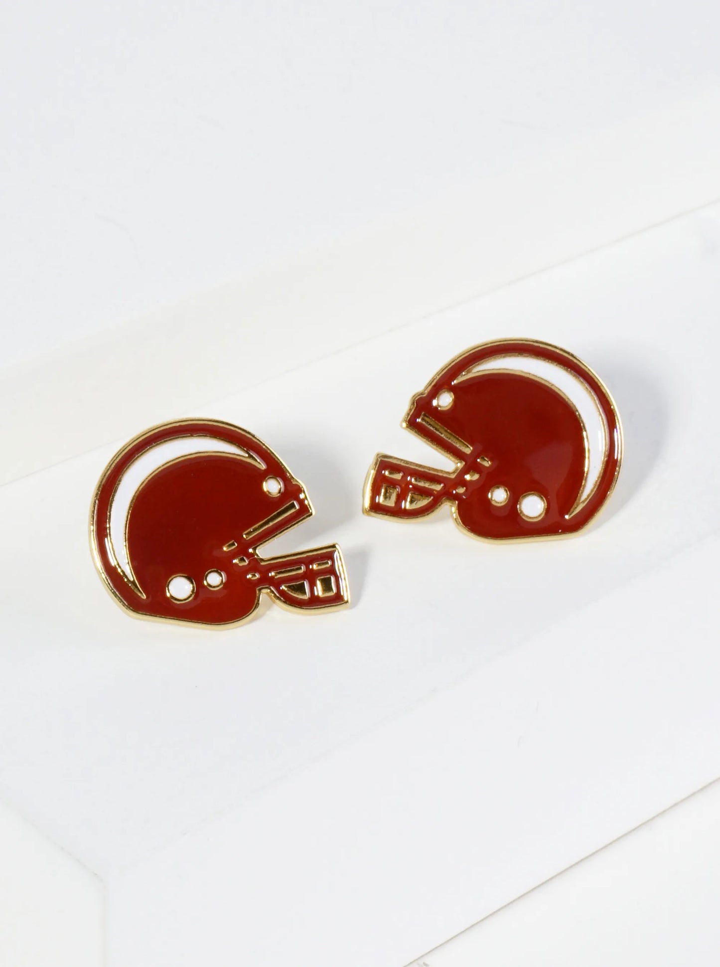 18K Gold Dipped Enamel Football Helmet Game Day Stud Earrings