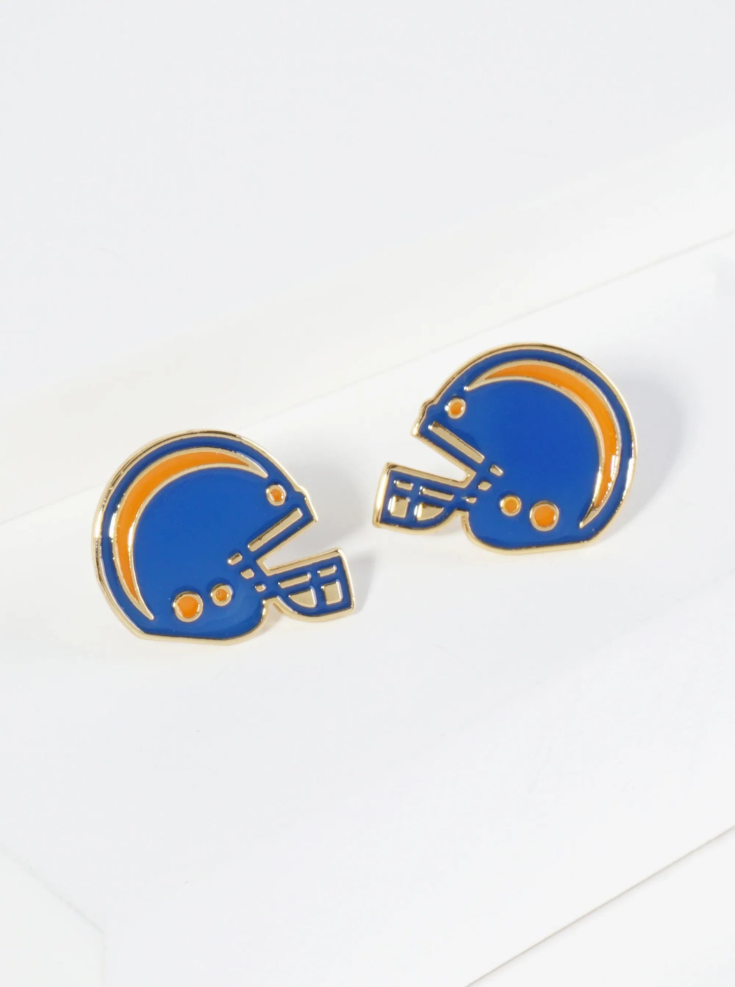 18K Gold Dipped Enamel Football Helmet Game Day Stud Earrings