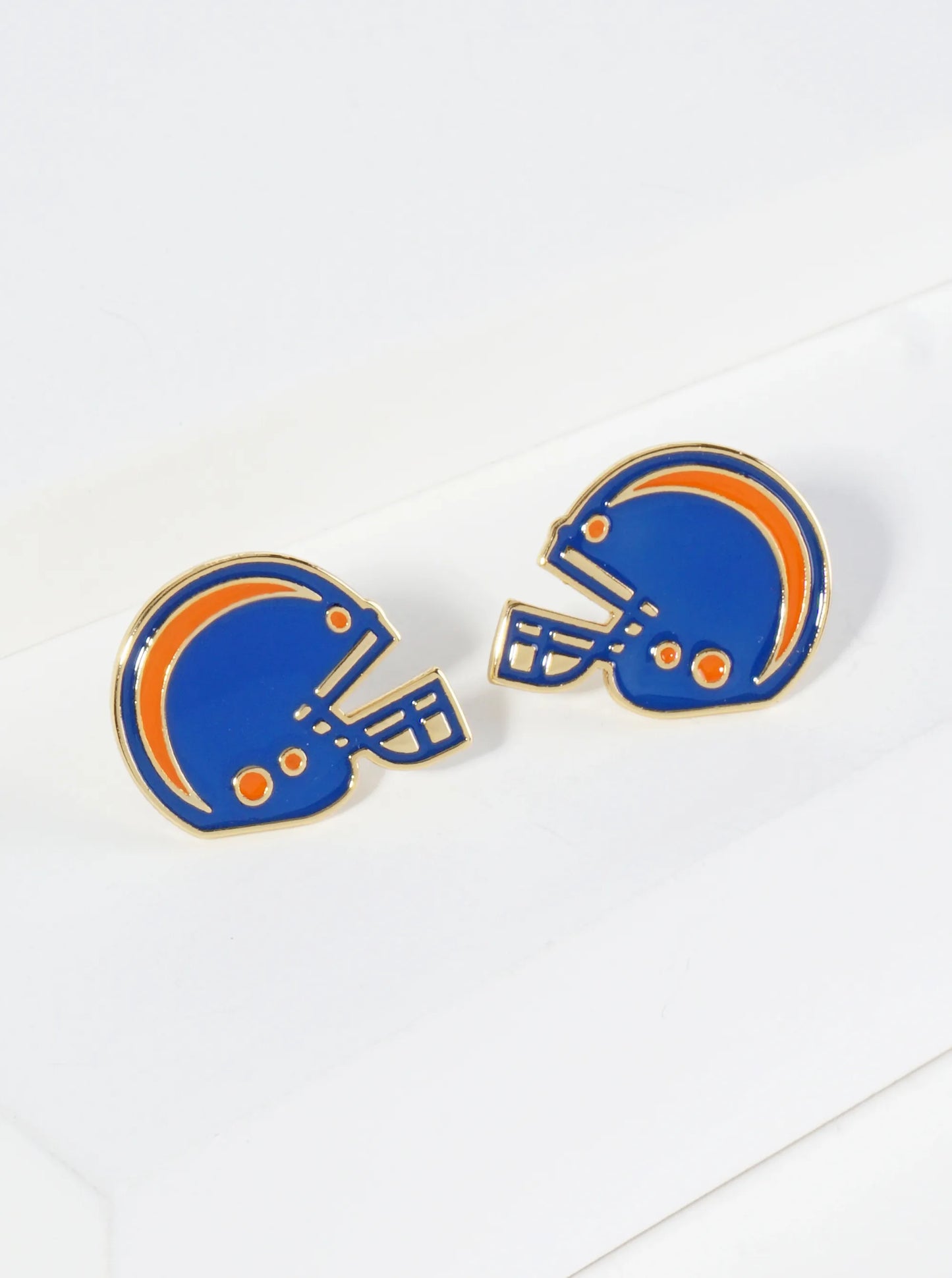 18K Gold Dipped Enamel Football Helmet Game Day Stud Earrings