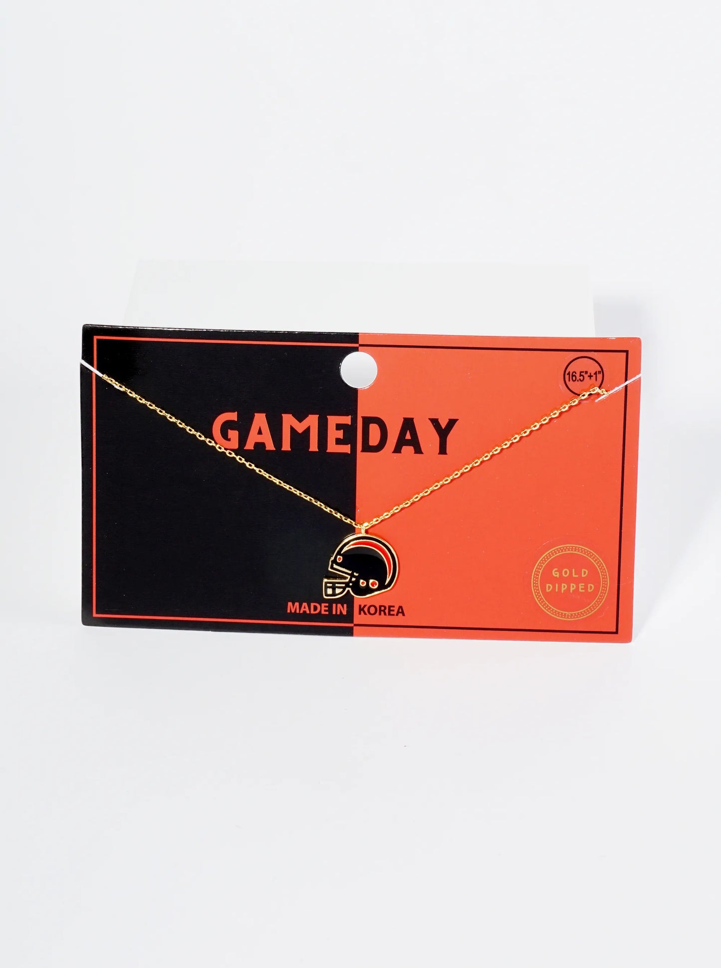 18K Gold Dipped Enamel Football Helmet Pendant Game Day Necklace