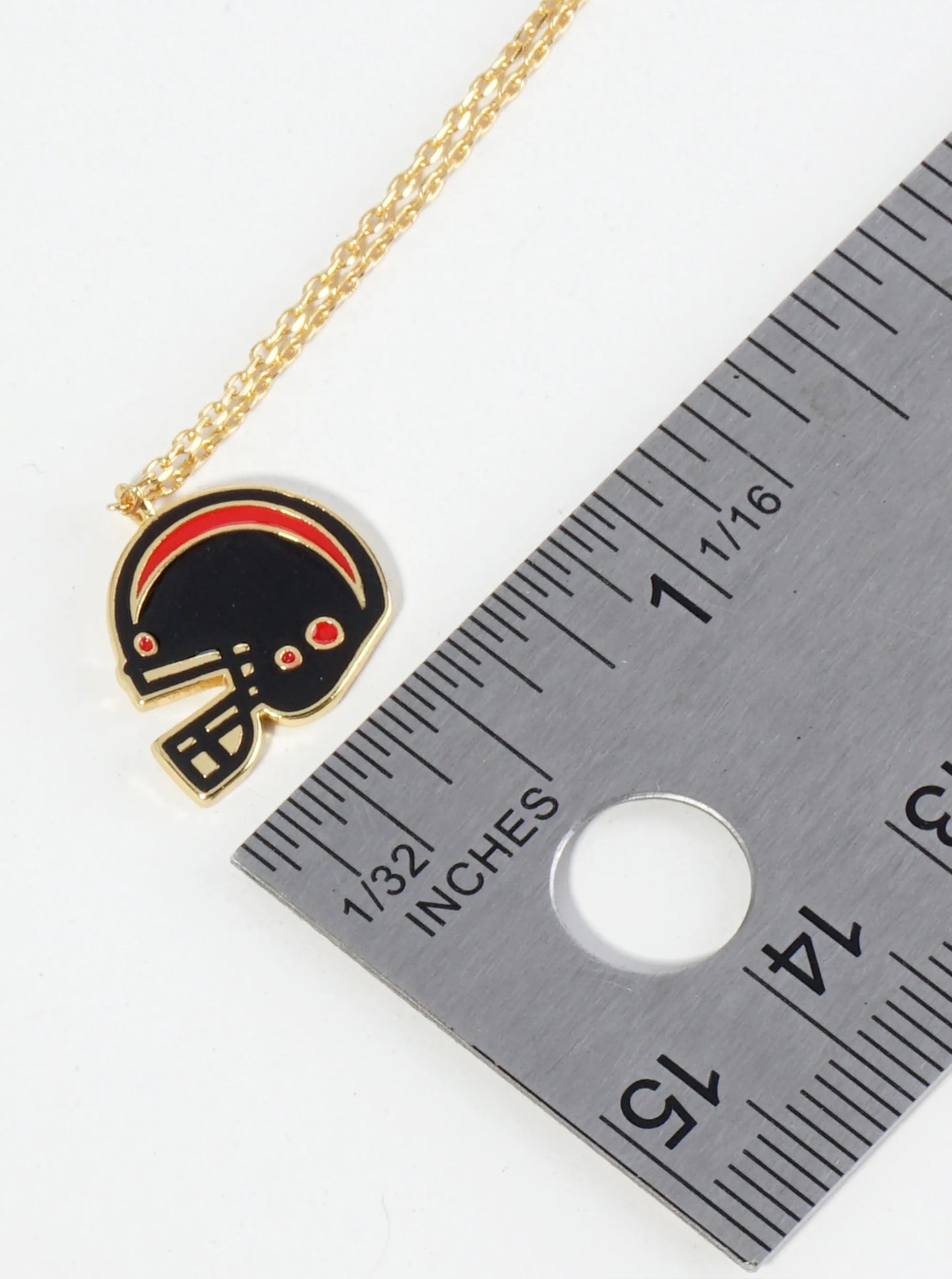 18K Gold Dipped Enamel Football Helmet Pendant Game Day Necklace