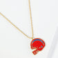 18K Gold Dipped Enamel Football Helmet Pendant Game Day Necklace
