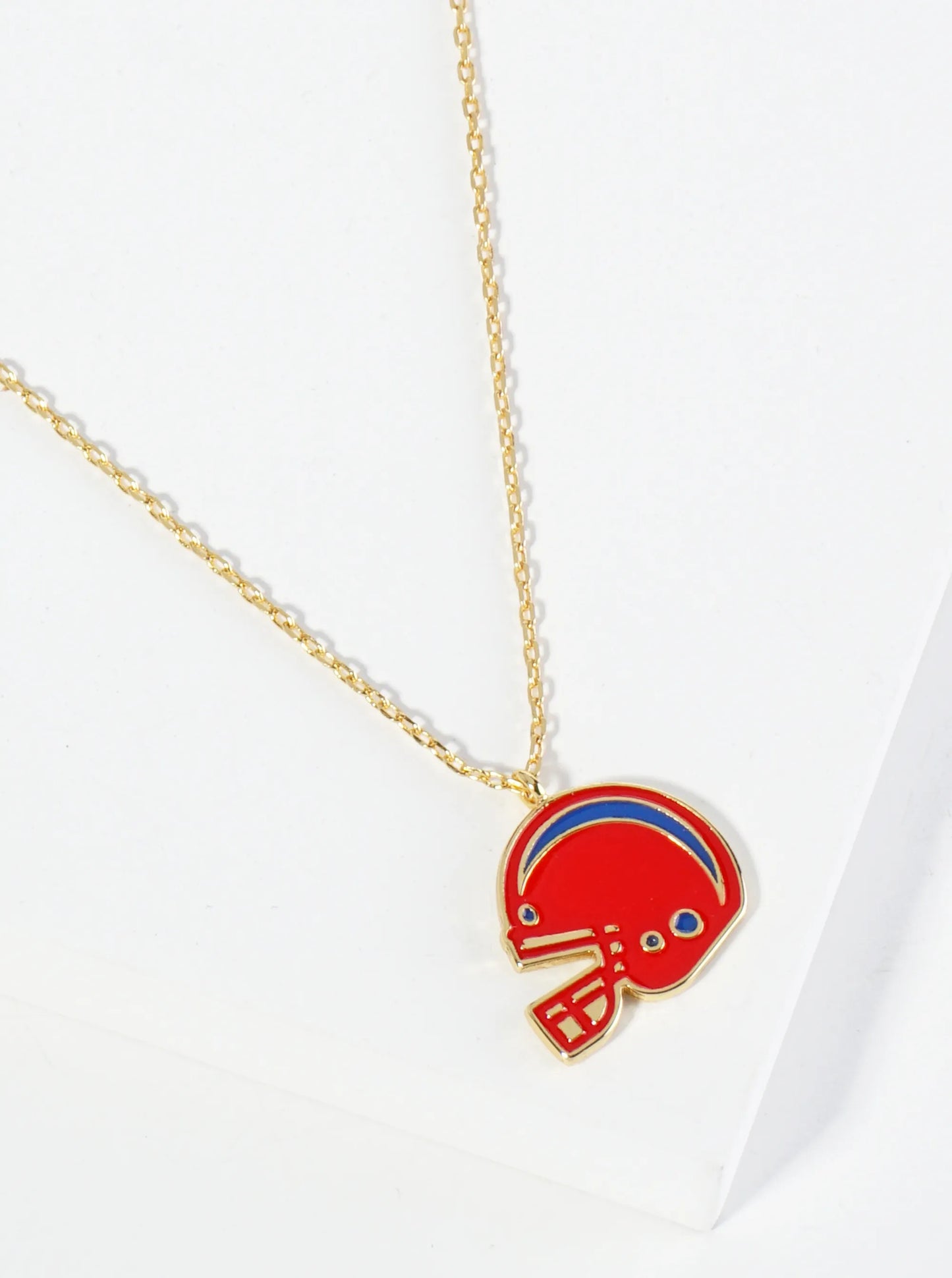 18K Gold Dipped Enamel Football Helmet Pendant Game Day Necklace