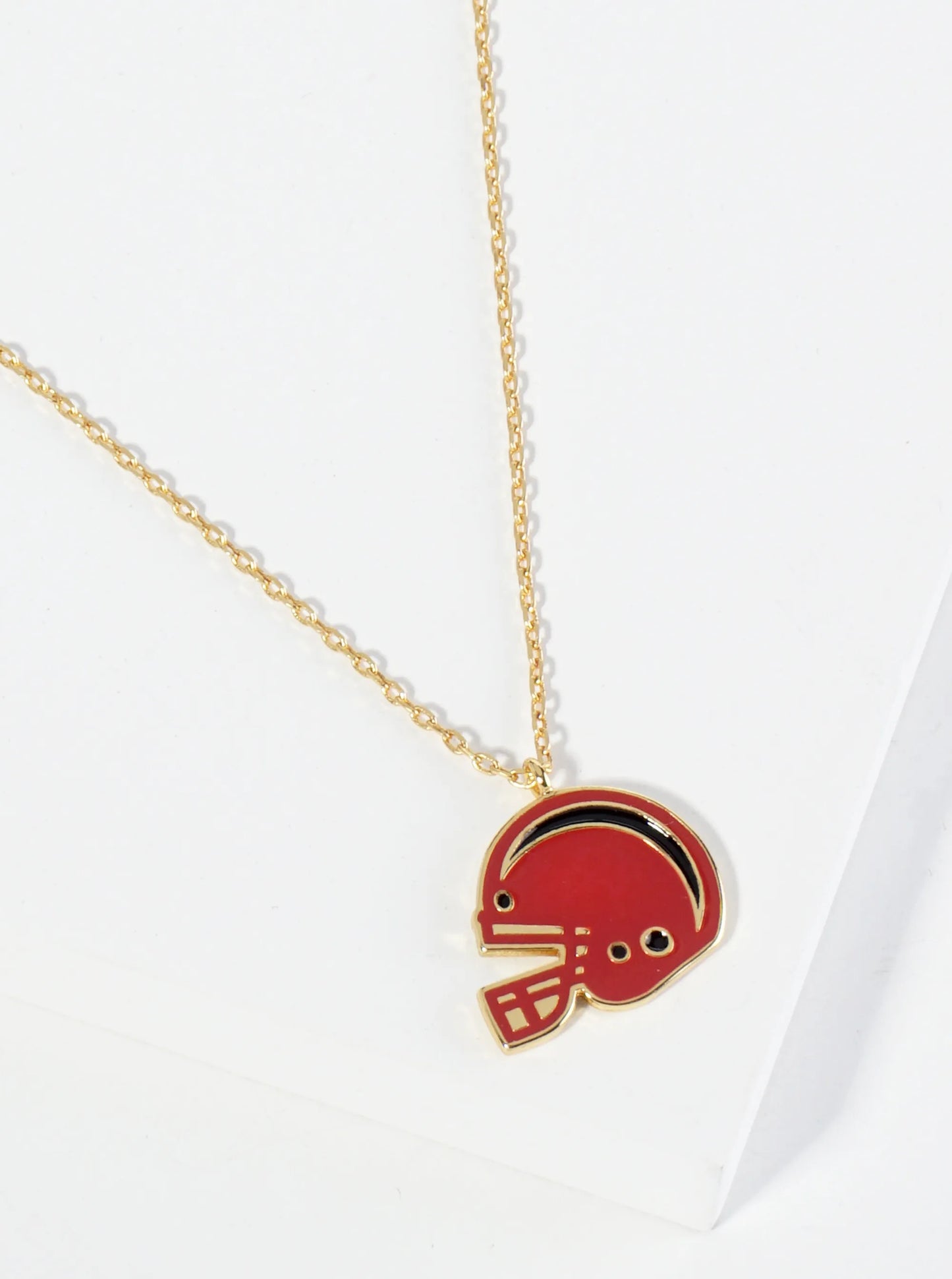 18K Gold Dipped Enamel Football Helmet Pendant Game Day Necklace