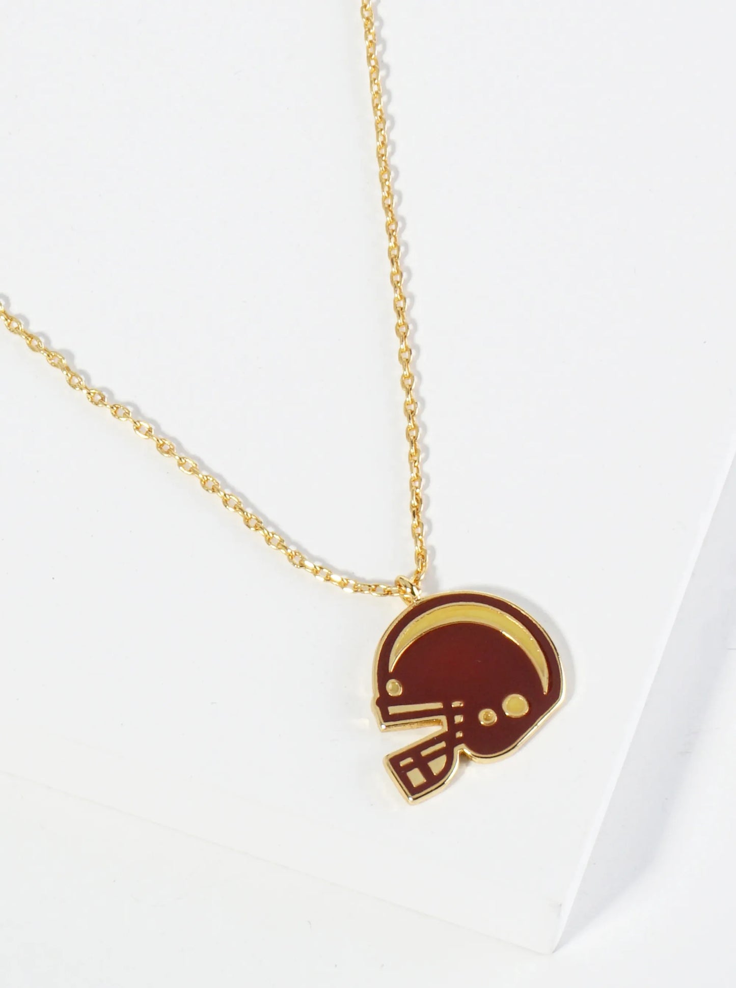 18K Gold Dipped Enamel Football Helmet Pendant Game Day Necklace