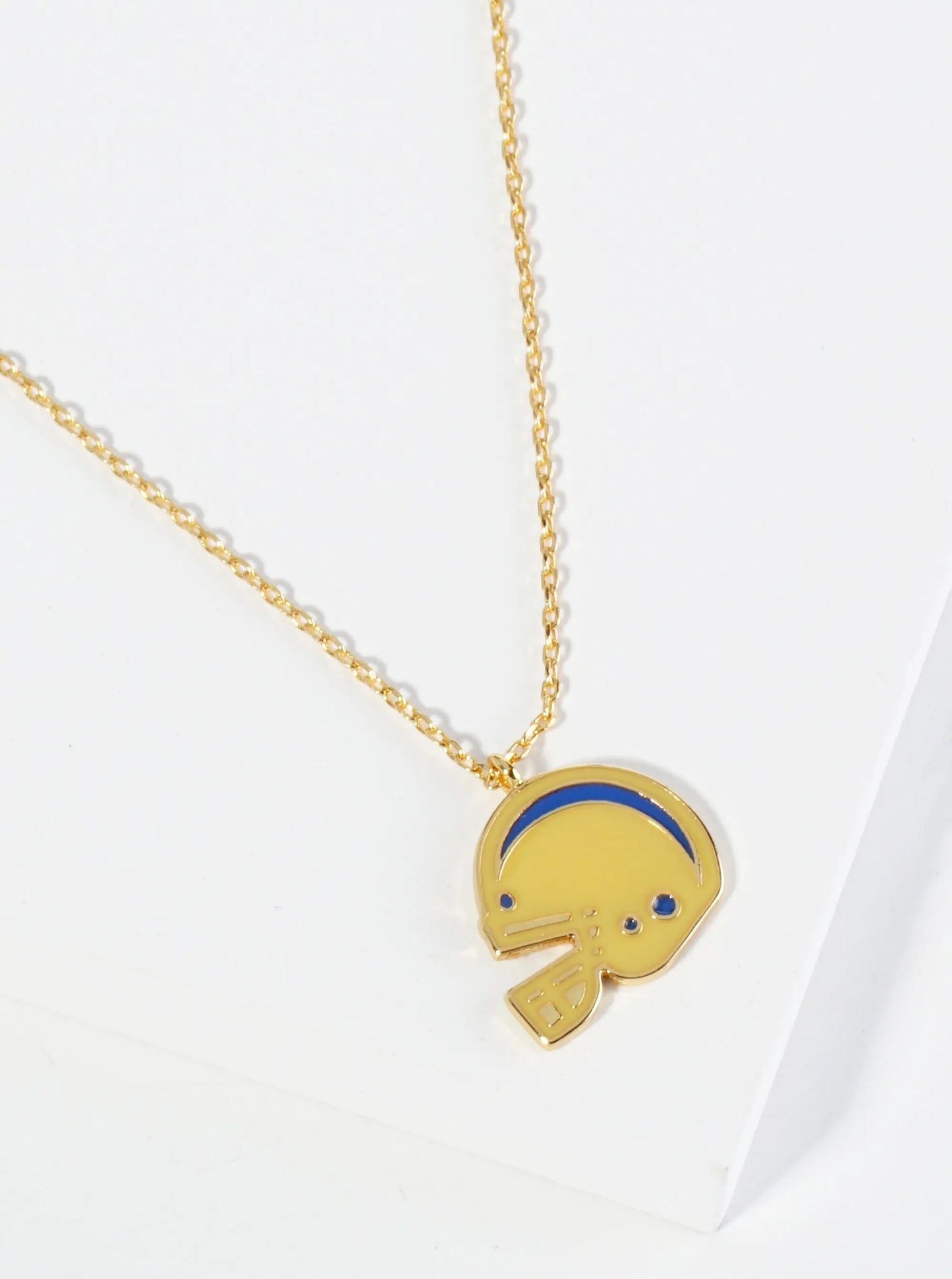 18K Gold Dipped Enamel Football Helmet Pendant Game Day Necklace