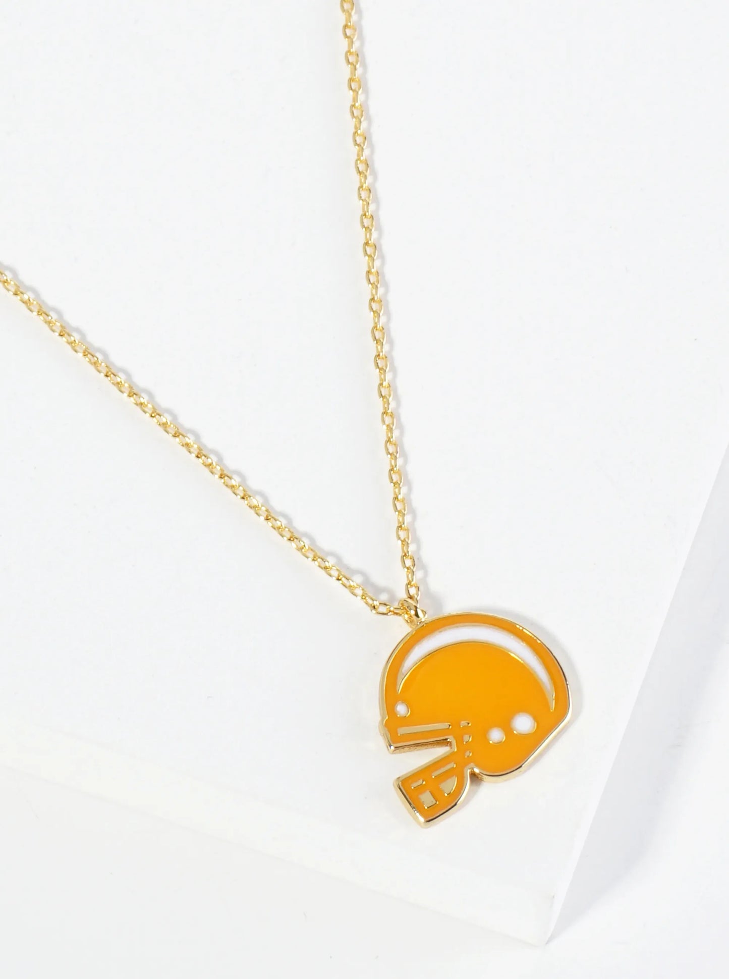18K Gold Dipped Enamel Football Helmet Pendant Game Day Necklace