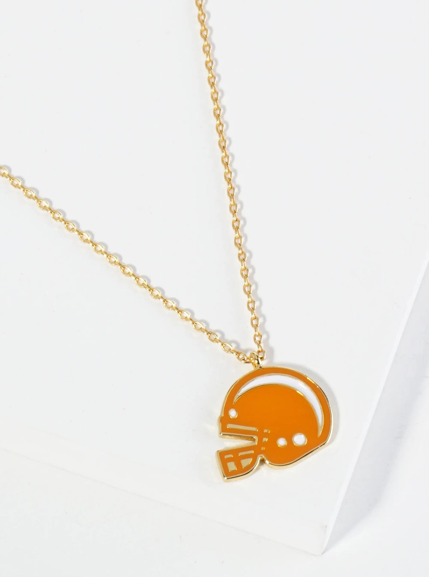 18K Gold Dipped Enamel Football Helmet Pendant Game Day Necklace