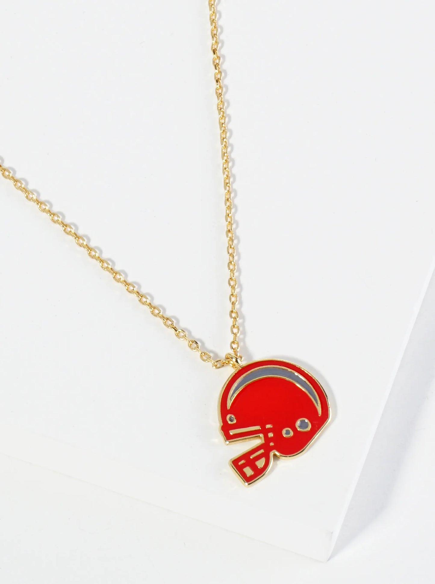 18K Gold Dipped Enamel Football Helmet Pendant Game Day Necklace