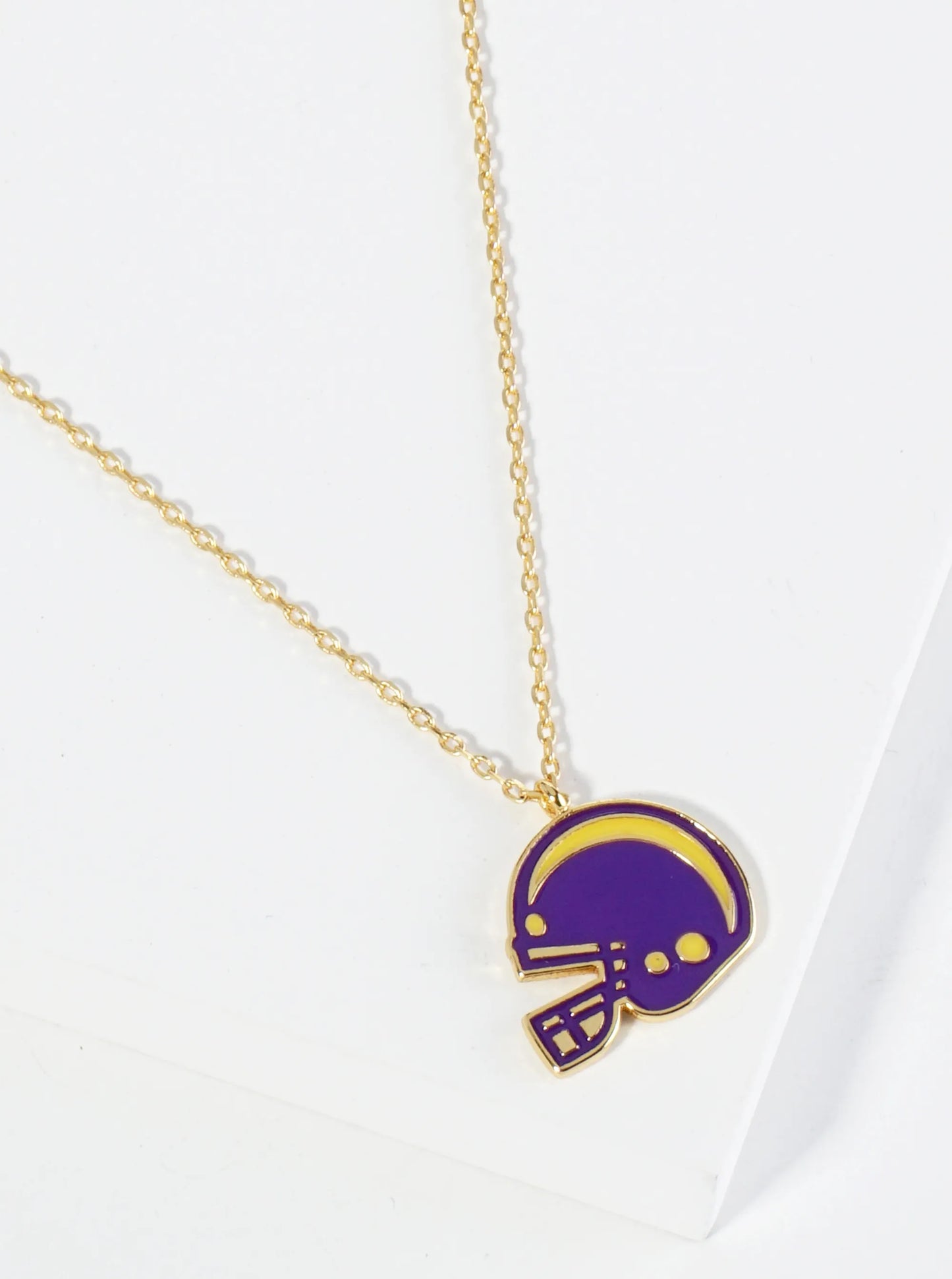 18K Gold Dipped Enamel Football Helmet Pendant Game Day Necklace