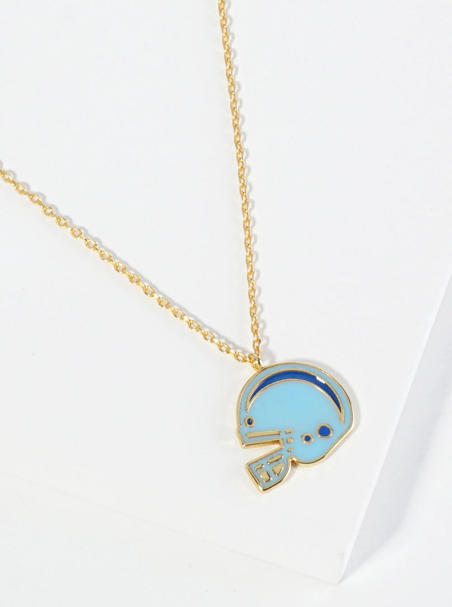 18K Gold Dipped Enamel Football Helmet Pendant Game Day Necklace