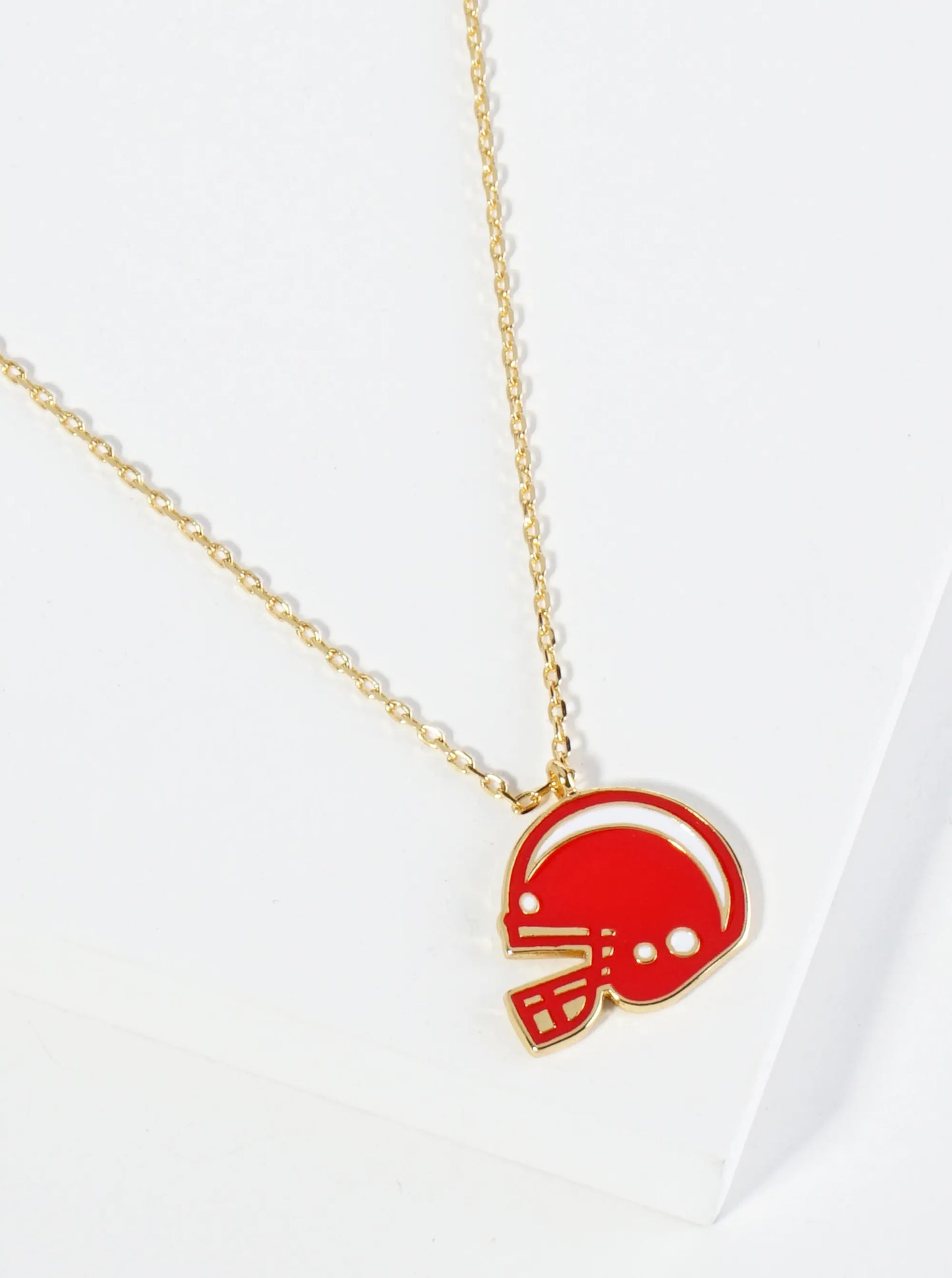 18K Gold Dipped Enamel Football Helmet Pendant Game Day Necklace