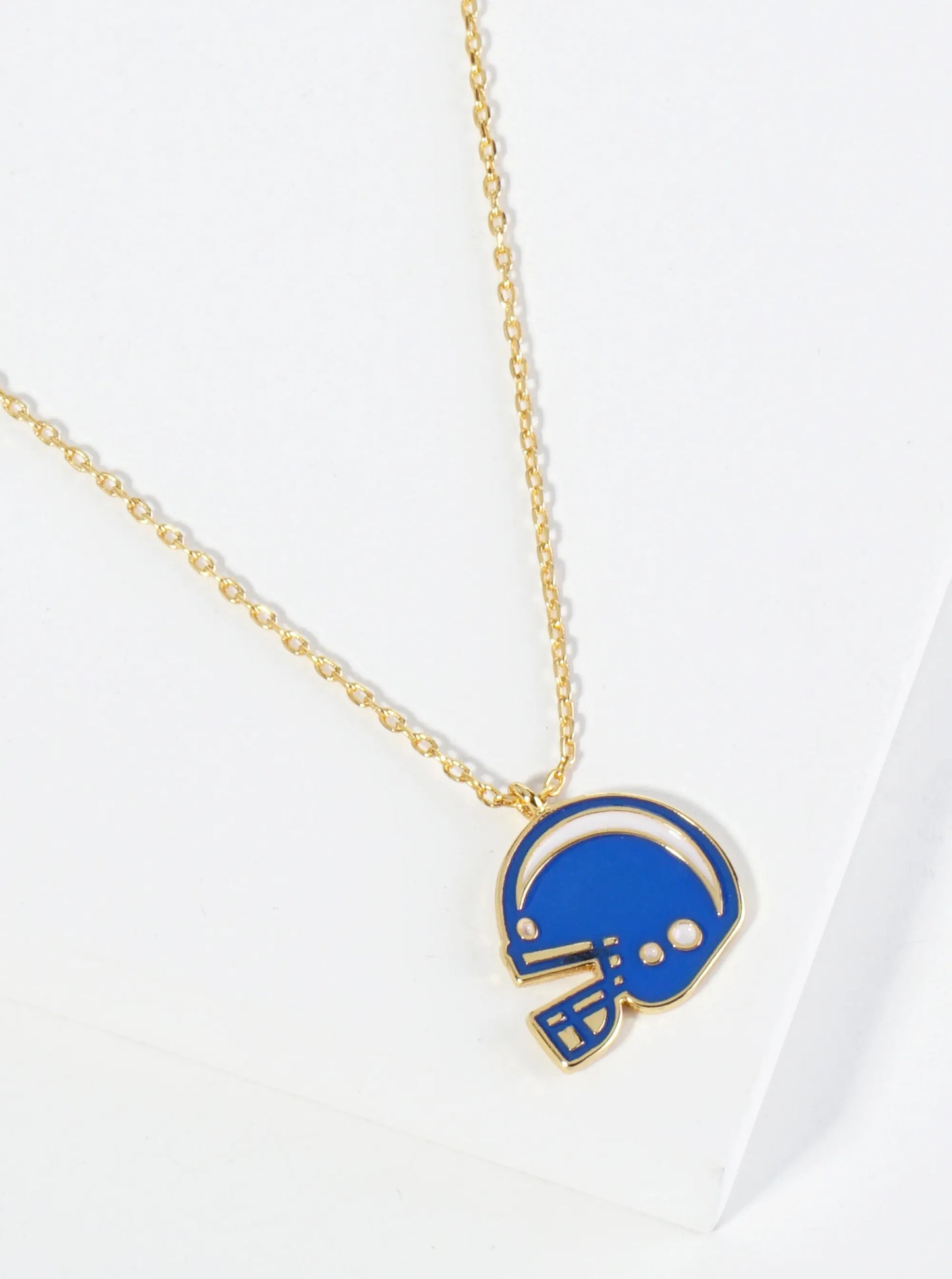 18K Gold Dipped Enamel Football Helmet Pendant Game Day Necklace