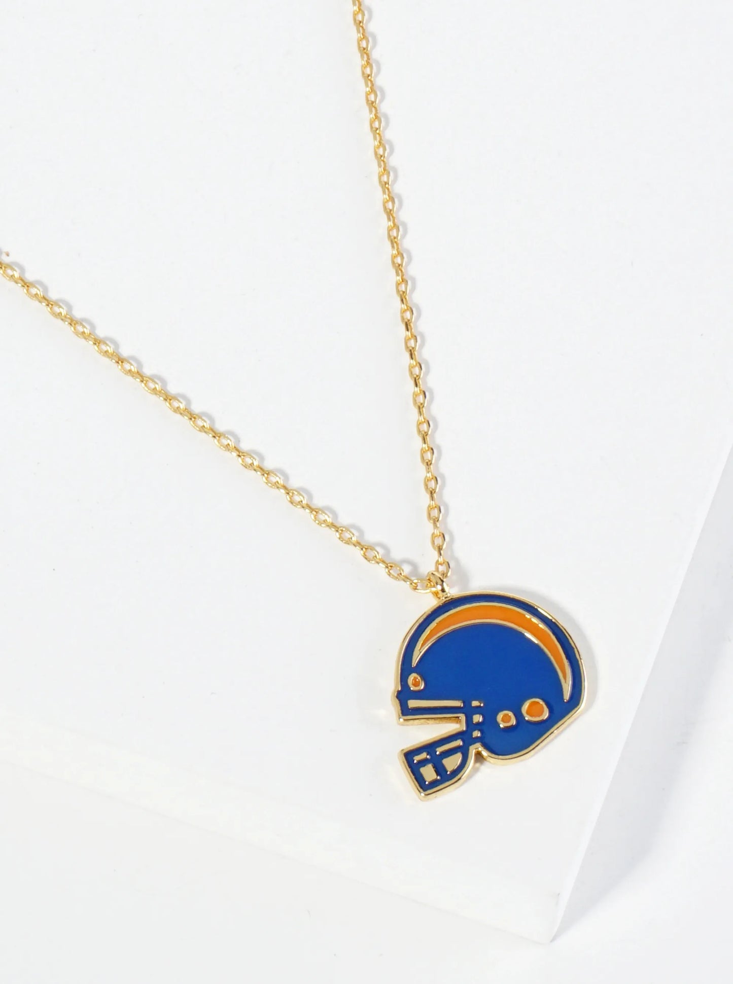 18K Gold Dipped Enamel Football Helmet Pendant Game Day Necklace
