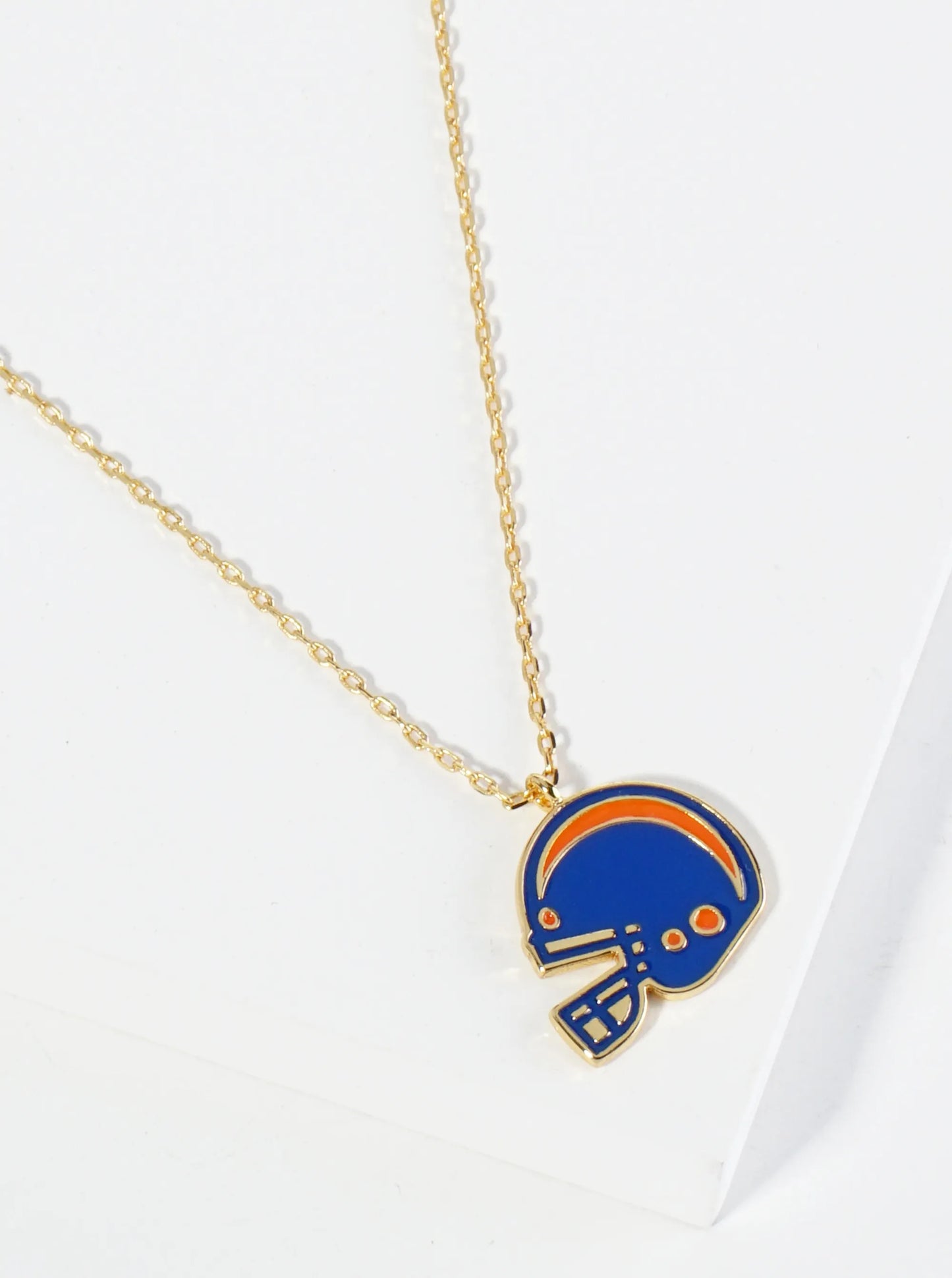18K Gold Dipped Enamel Football Helmet Pendant Game Day Necklace