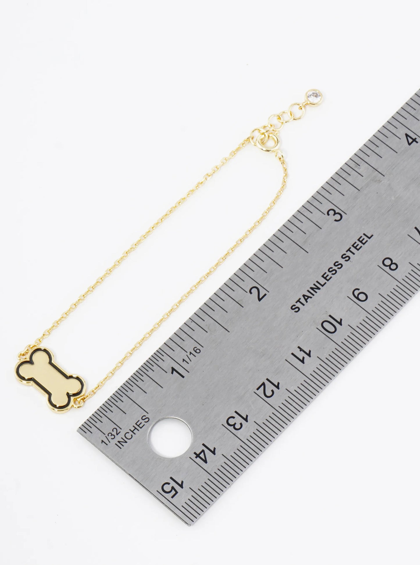 18K Gold Dipped Enamel Game Day Mascot Dog Bone Treat Chain Bracelet