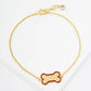 18K Gold Dipped Enamel Game Day Mascot Dog Bone Treat Chain Bracelet