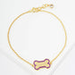 18K Gold Dipped Enamel Game Day Mascot Dog Bone Treat Chain Bracelet