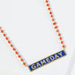 18K Gold Dipped Enamel Game Day Pendant Glass Beaded Chain Necklace